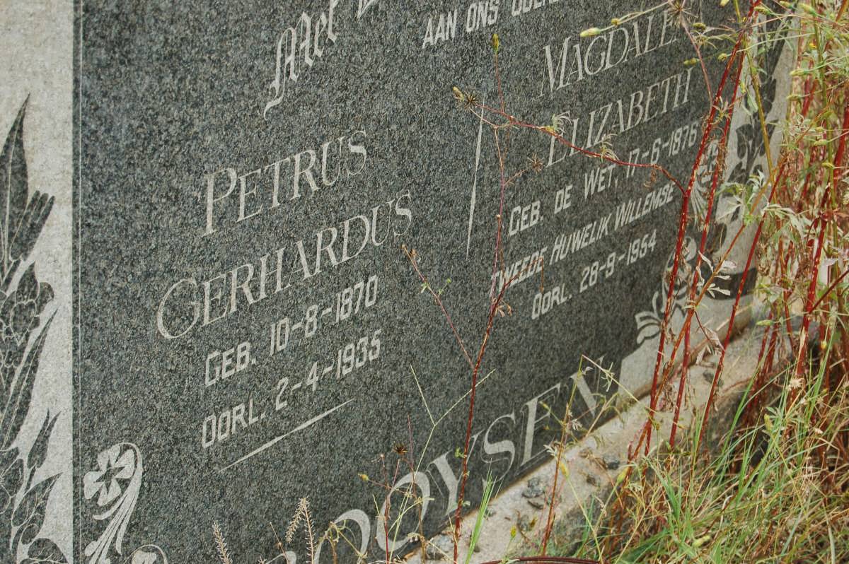BOOYSEN Petrus Gerhardus 1870-1935 &amp; Magdalena Elizabeth DE WET 1876-1954