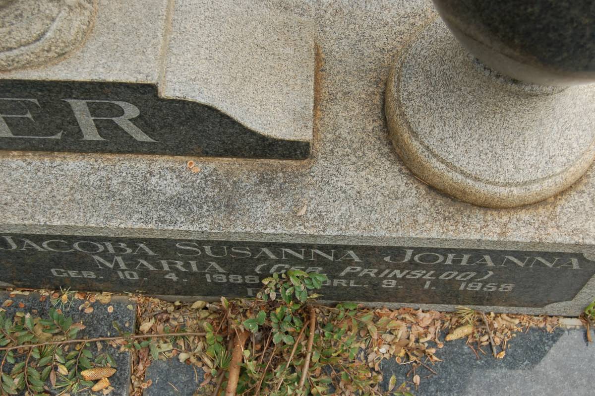 BESTER Andries Jacobus 1883-1973 &amp; Jacoba Susanna Johanna PRINSLOO 1888-1958