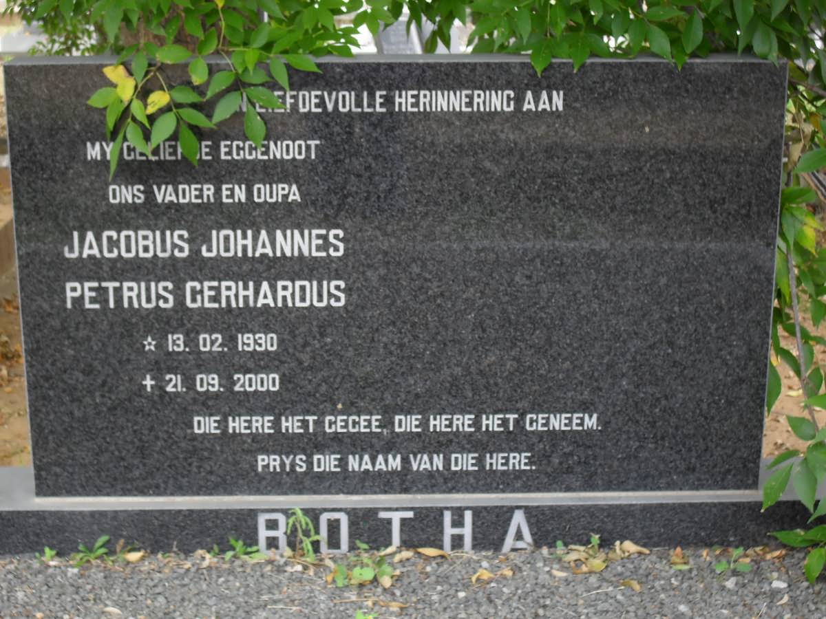 BOTHA Jacobus Johannes Petrus Gerhardus 1930-2000
