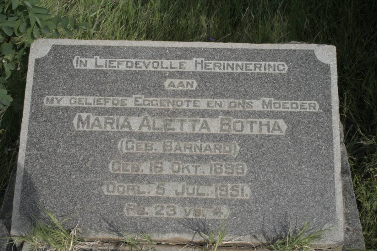 BOTHA Maria Aletta nee BARNARD 1899-1951