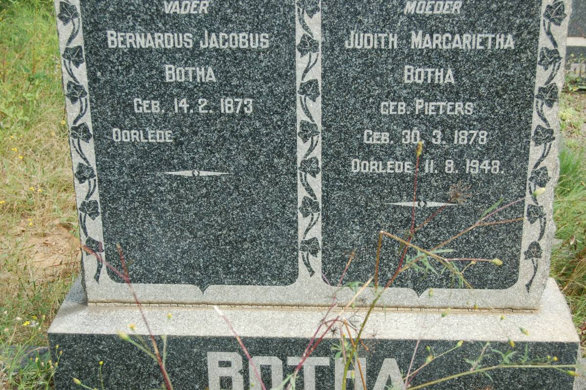 BOTHA Bernardus Jacobus 1873- &amp; Judith Margarietha PIETERS 1878-1948