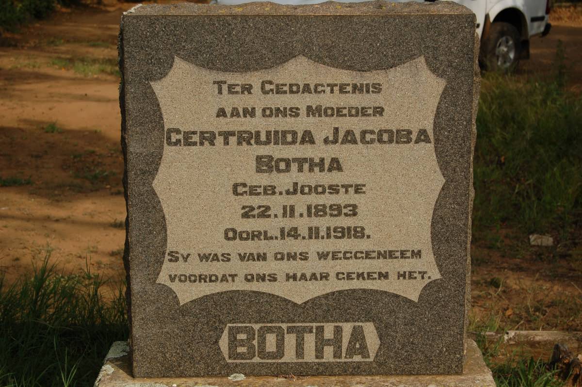 BOTHA Gertruida Jacoba nee JOOSTE 1893-1918