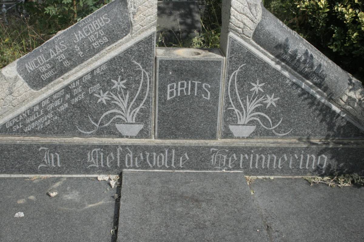 BRITS Nicolaas Jacobus 1870-1959 &amp; Maria Elizabeth OBERHOLZER 1883-1966