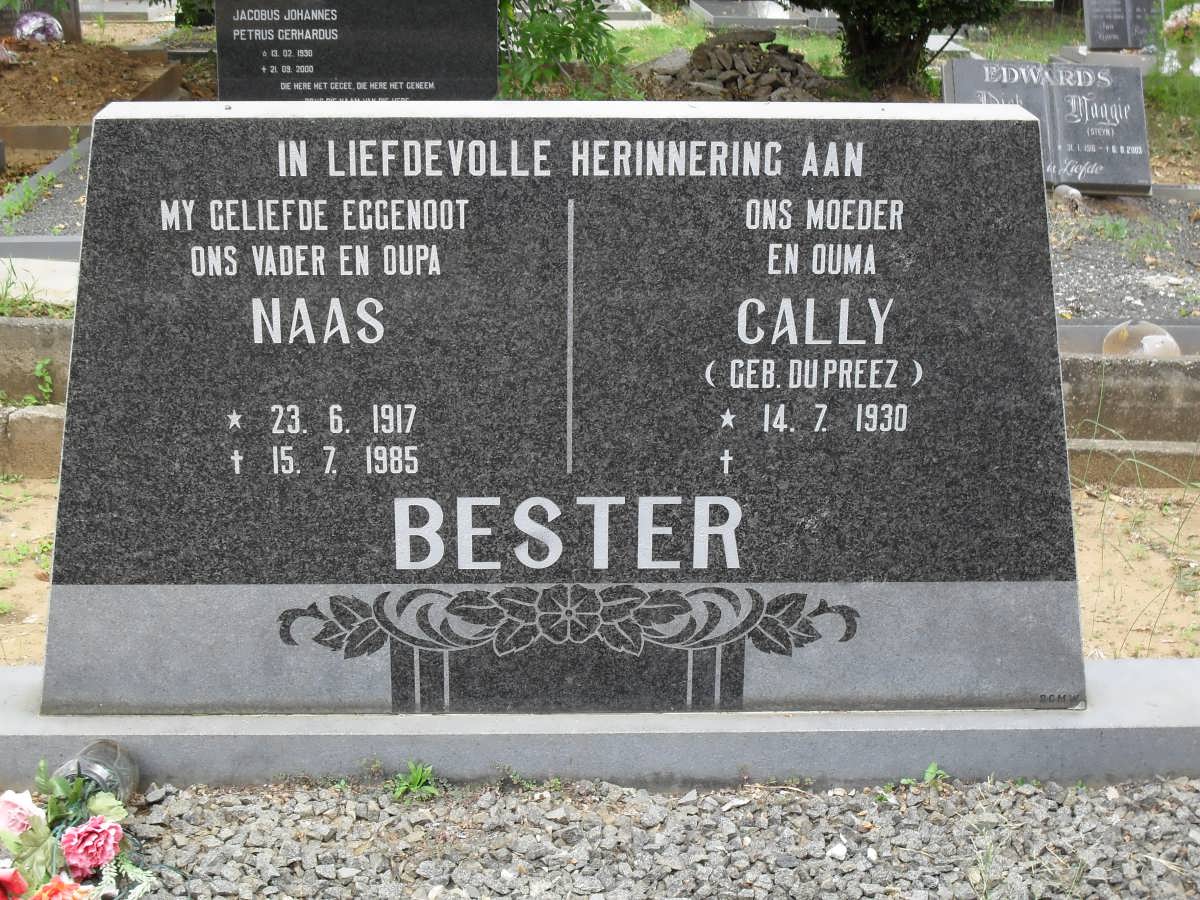 BESTER Naas 1917-1985 &amp; Cally DU PREEZ 1930-