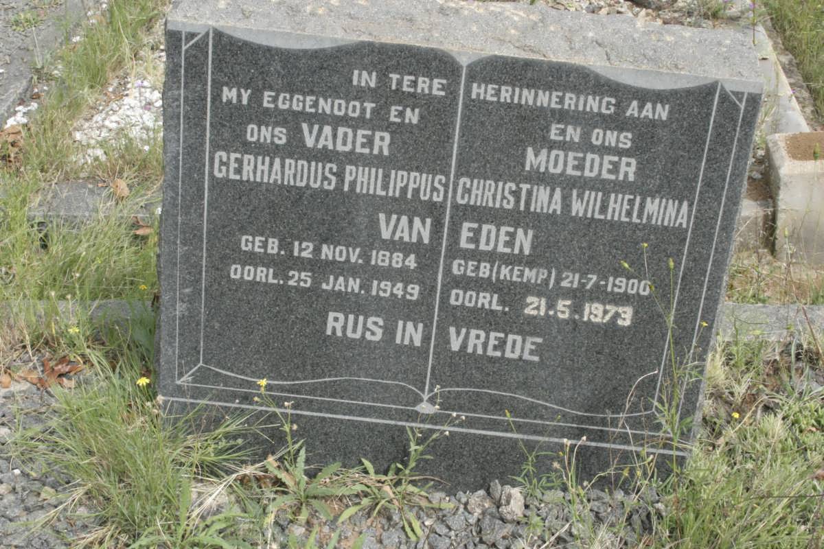 EDEN Gerhardus Philippus, van 1884-1949 &amp; Christina Wilhelmina KEMP 1900-1973