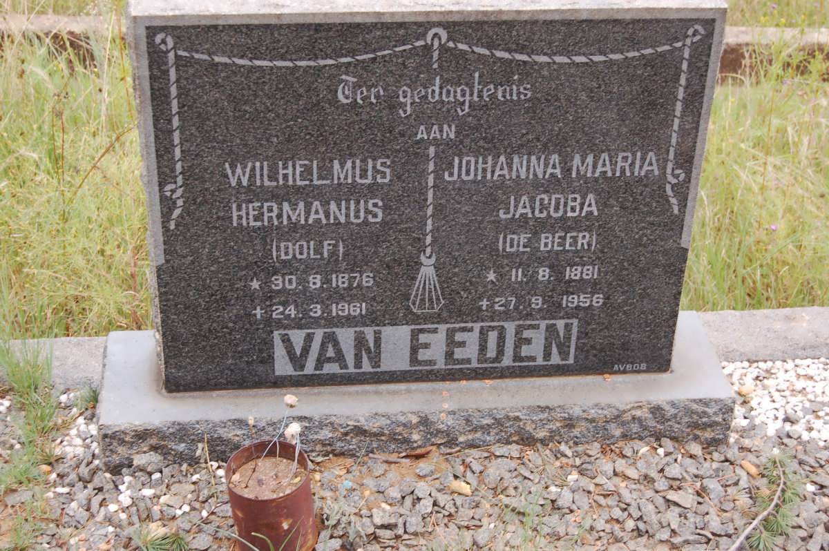 EEDEN Wilhelmus Hermanus, van 1876-1961 &amp; Johanna Maria Jacoba DE BEER 1881-1955