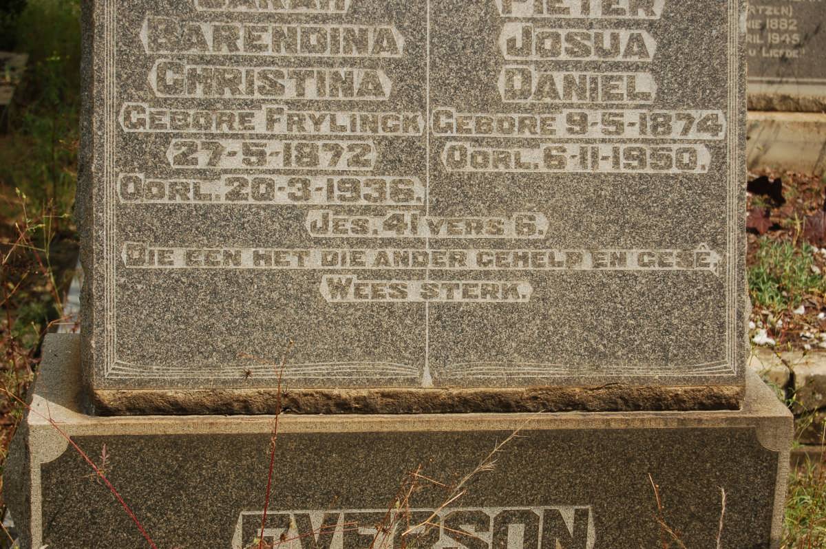 EVERSON Pieter Josua Daniel 1874-1950 &amp; ? Barendina Christina FRYLINCK 1872-1936