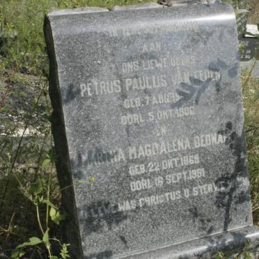 EEDEN Petrus Paulus, van 1868-1900 &amp; Martha Magdalena  Dednam 1869-1951