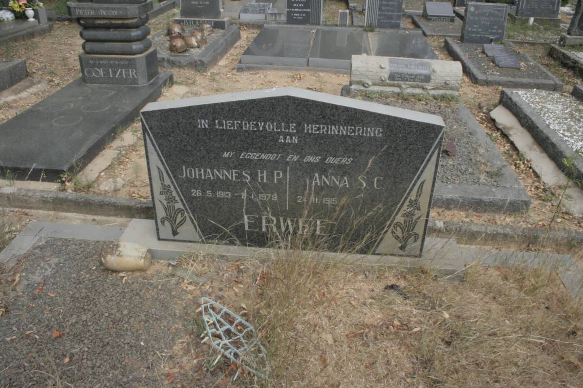 ERWEE Johannes H.P. 1913-1979 &amp; Anna S.C. 1915-