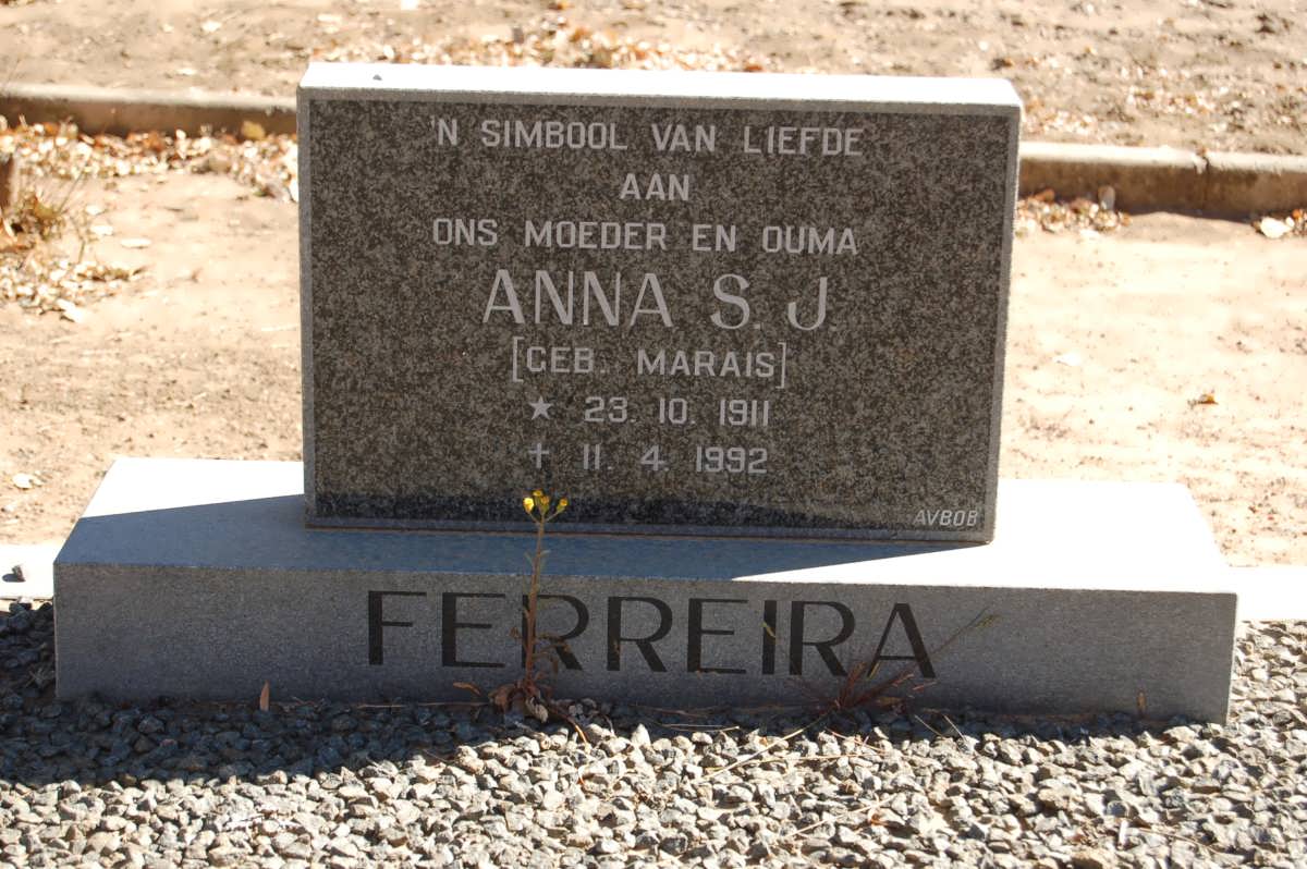 FERREIRA Anna S.J. nee MARAIS 1911-1992