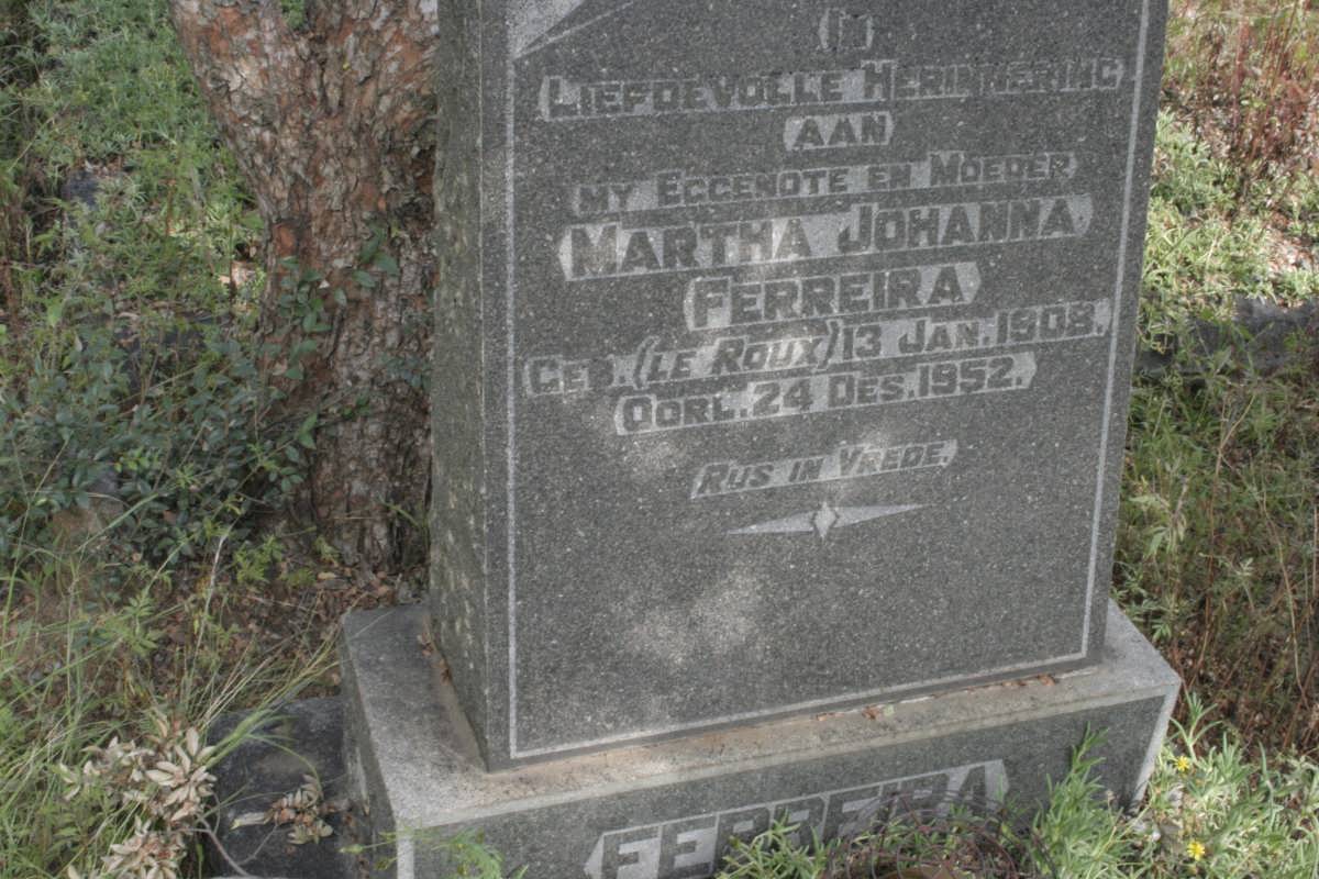 FERREIRA Martha Johanna nee LE ROUX 1908-1952