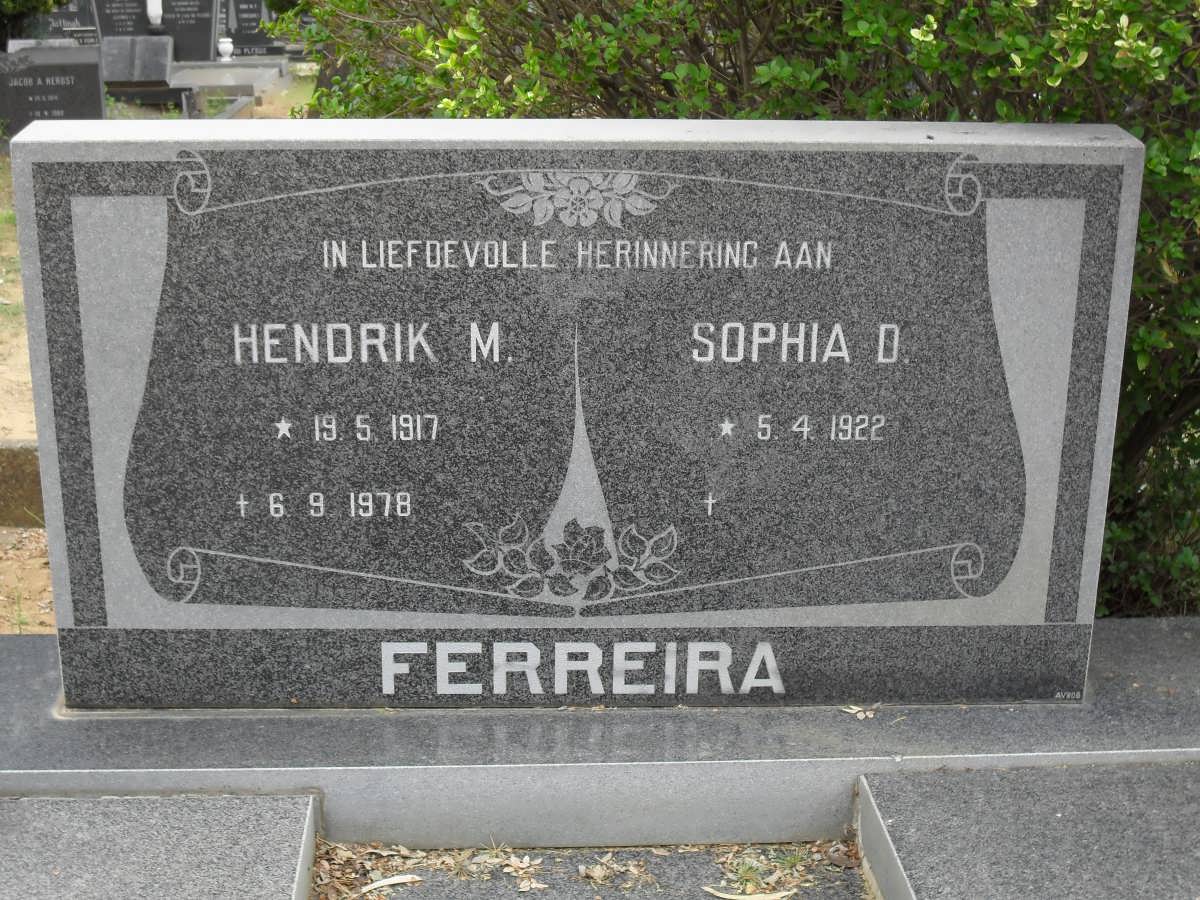 FERREIRA Hendrik M. 1917-1978 &amp; Sophia D. 1922-