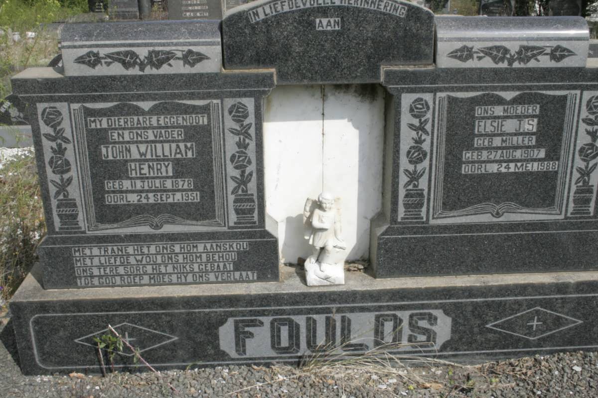 FOULDS John William Henry 1878-1951 &amp; Elsie J.S. MILLER 1907-1988