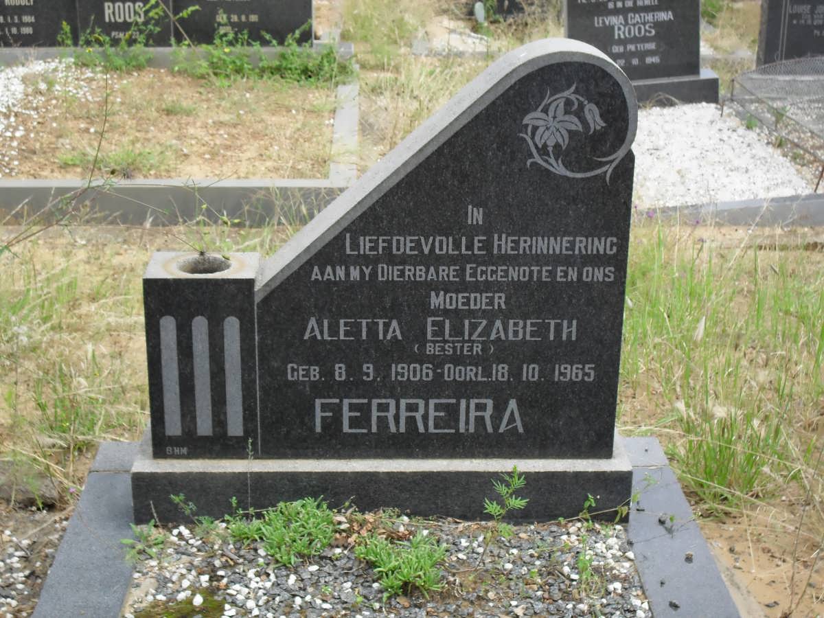 FERREIRA Aletta Elizabeth nee BESTER 1906-1965