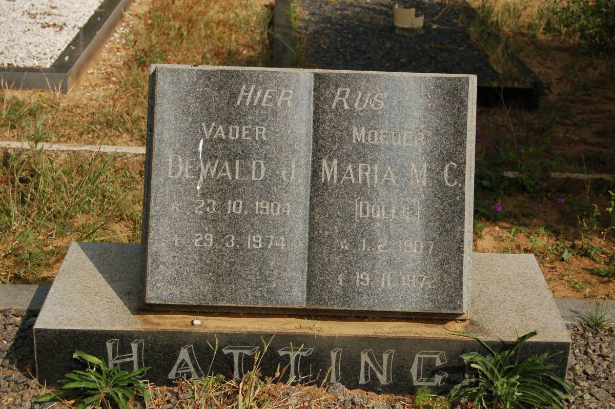 HATTINGH Dewald J. 1904-1974 &amp; Maria M.C. DOLLE 1907-1972