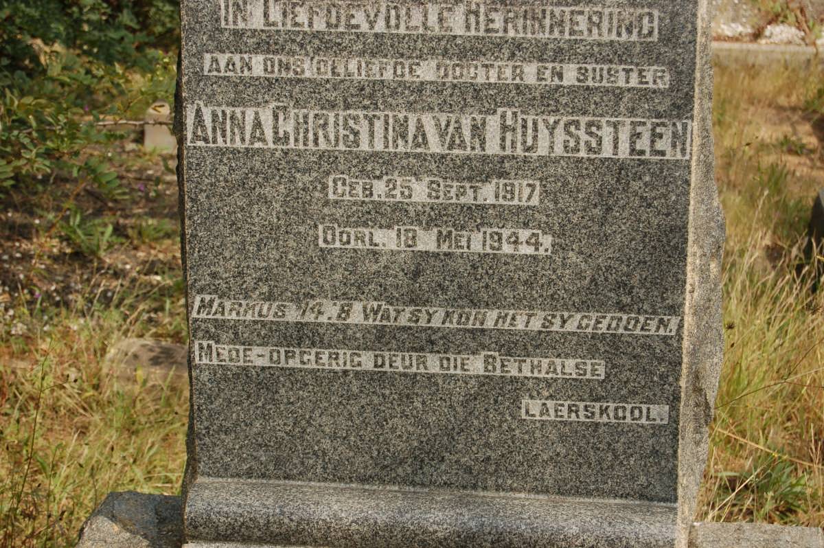 HUYSSTEEN Anna Christina, van 1917-1944