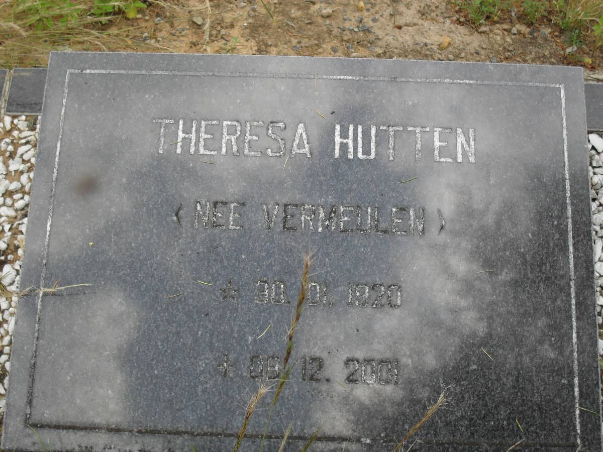 HUTTEN Theresa nee VERMEULEN 1920-2001