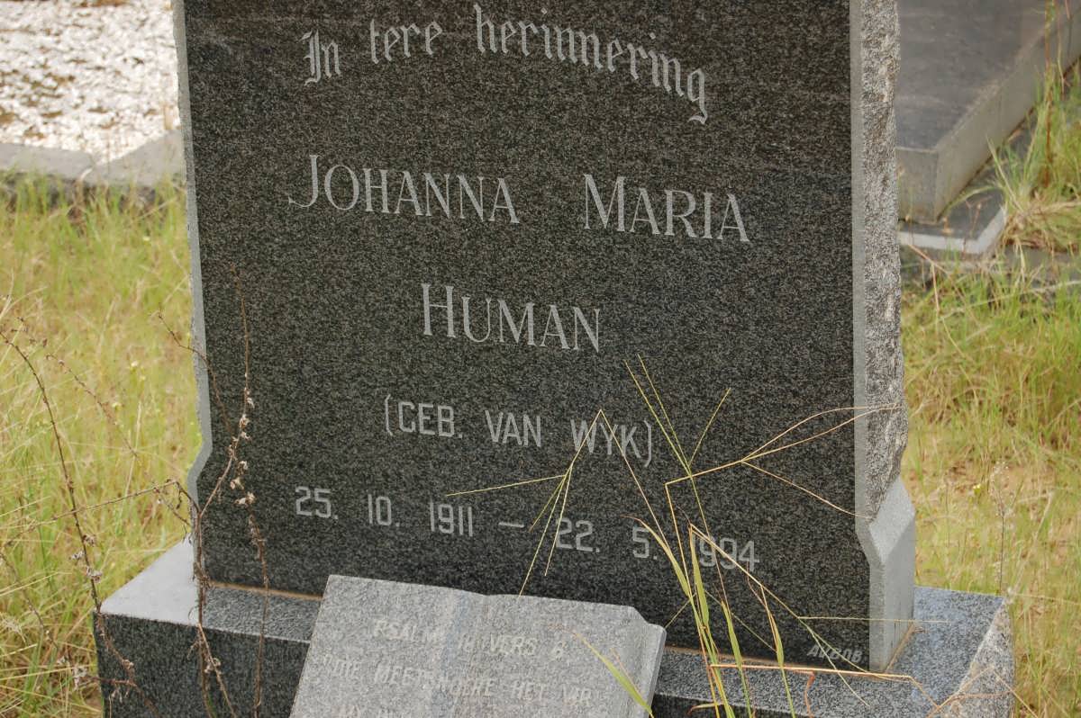 HUMAN Johanna Maria nee VAN WYK 1911-1994