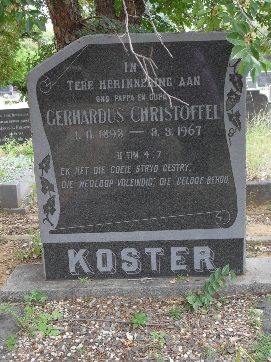 KOSTER Gerhardus Christoffel 1893-1967