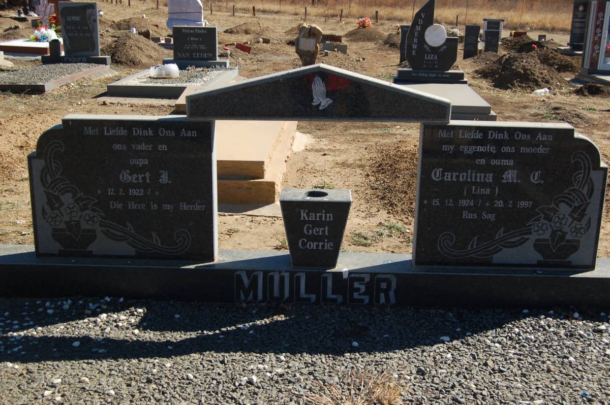 MULLER Gert J. 1922- &amp; Carolina M.?. 1924-1997