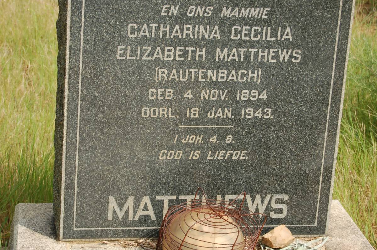 MATTHEWS Catharina Cecilia Elizabeth nee RAUTENBACH 1894-1943