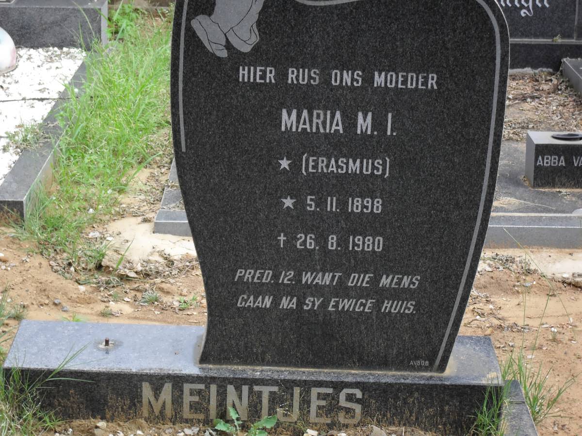 MEINTJES Maria M.I. nee ERASMUS 1898-1980