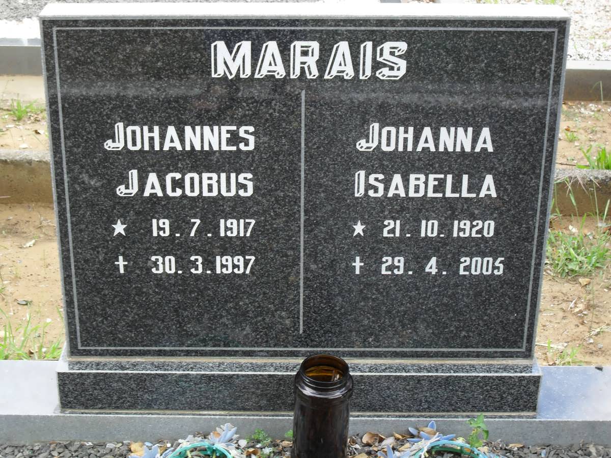 MARAIS Johannes Jacobus 1917-1997 &amp; Johanna Isabella 1920-2005