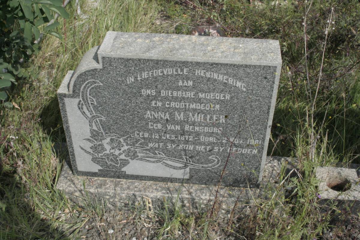 MILLER Anna M. nee VAN RENSBURG 1872-1961