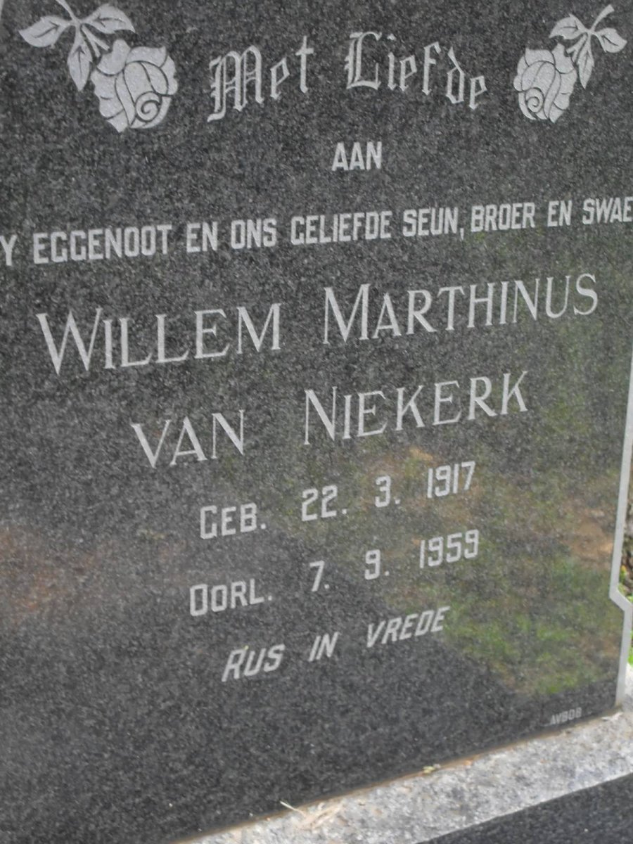 NIEKERK Willem Marthinus, van 1917-1959