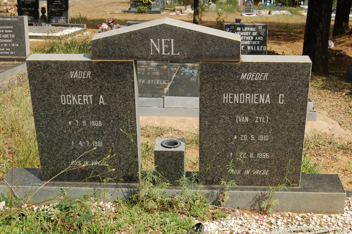NEL Ockert A. 1908-1981 &amp; Hendriena C. VAN ZYL 1910-1995