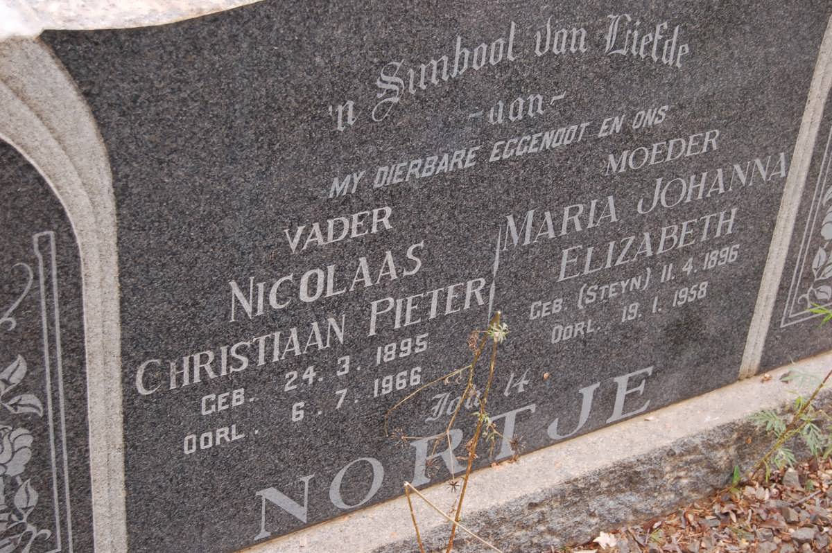 NORTJE Nicolaas Christiaan Pieter 1895-1966 &amp; Maria Johanna Elizabeth STEYN 1896-1958