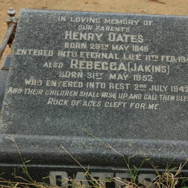 OATES Henry 1848-1942 &amp; Rebecca JAKINS 1852-1942