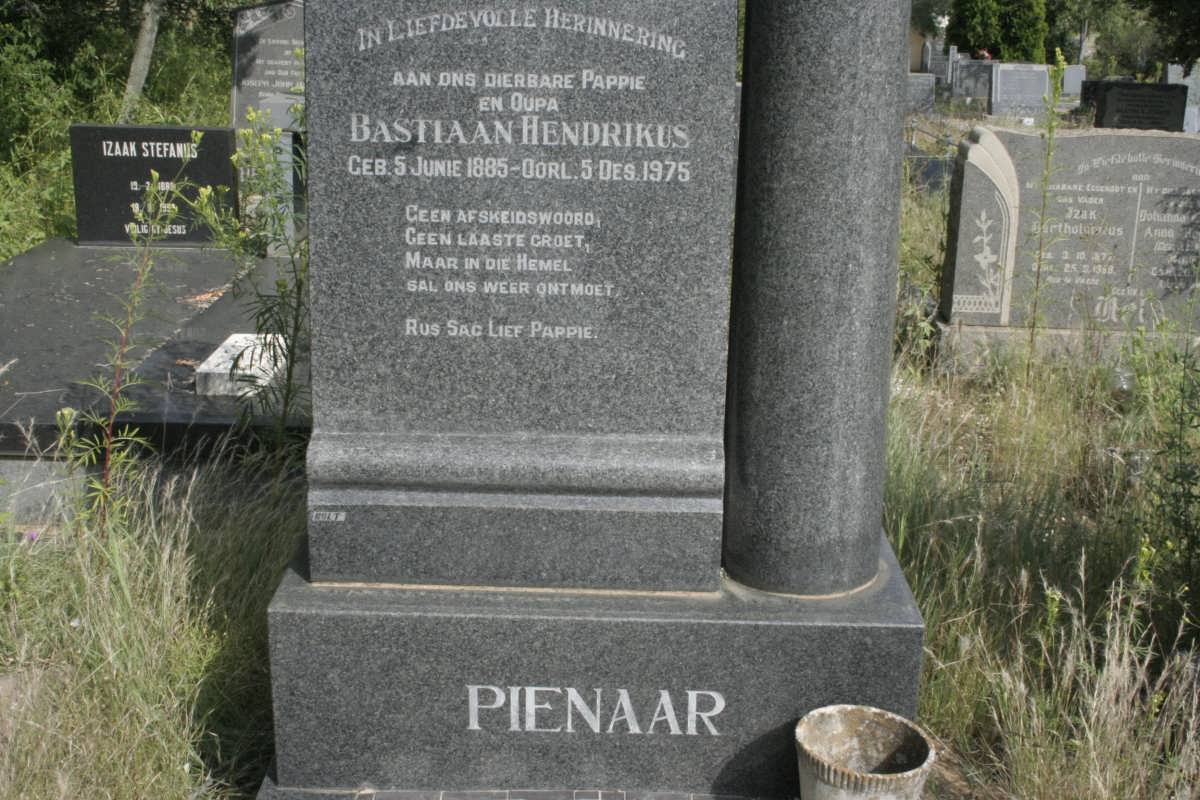 PIENAAR Bastiaan Hendrikus 1885-1975