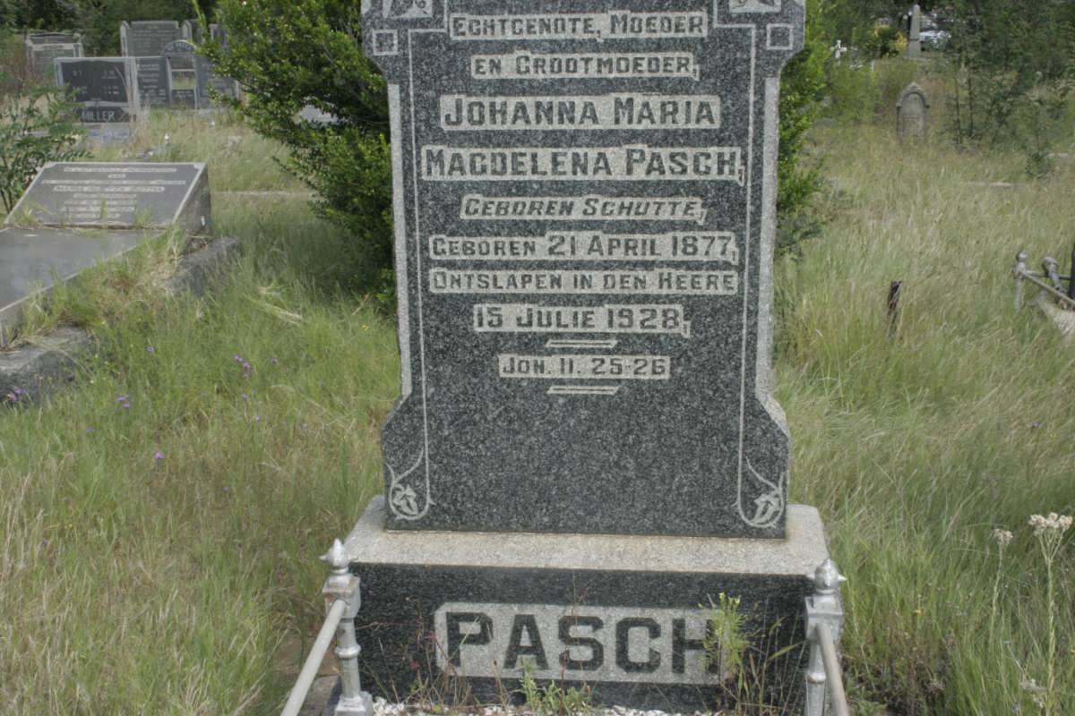 PASCH Johanna Maria Magdelena nee SCHUTTE 1877-1928