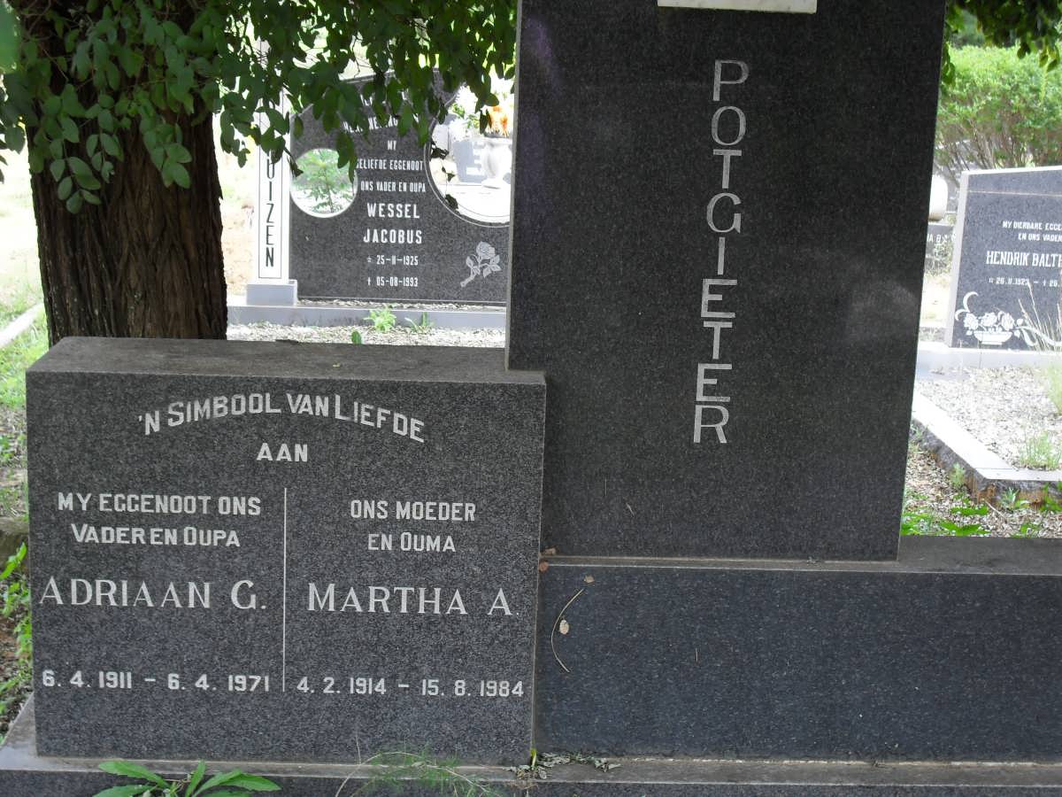 POTGIETER Adriaan G. 1911-1971 &amp; Mrtha A. 1914-1984