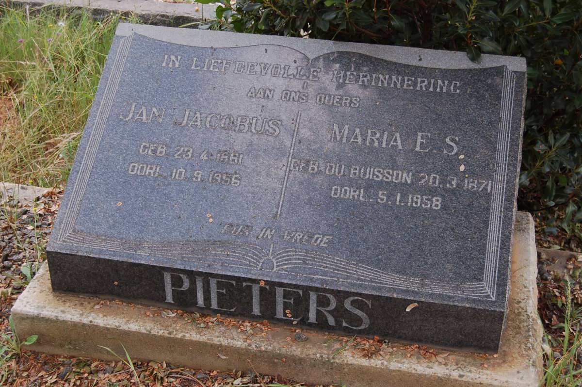 PIETERS Jan Jacobus 1861-1956 &amp; Maria E.S. DU BUISSON 1871-1958
