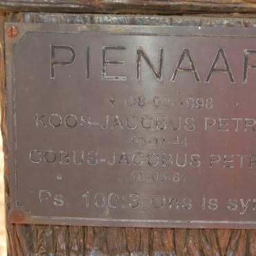 PIENAAR Koos Jacobus Petrus -1998 :: PIENAAR Cobus Jacobus Petrus 1944-1981