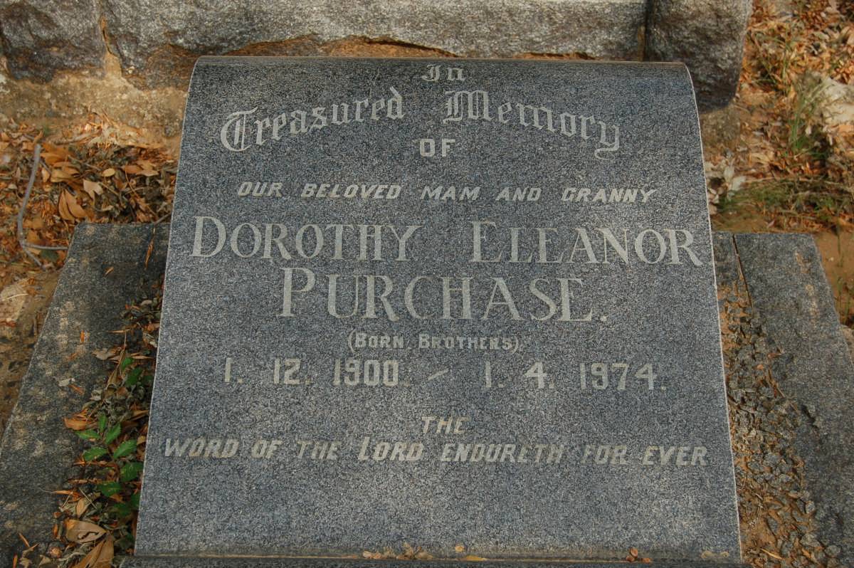 PURCHASE Dorothy Eleanor nee BROTHERS 1900-1974