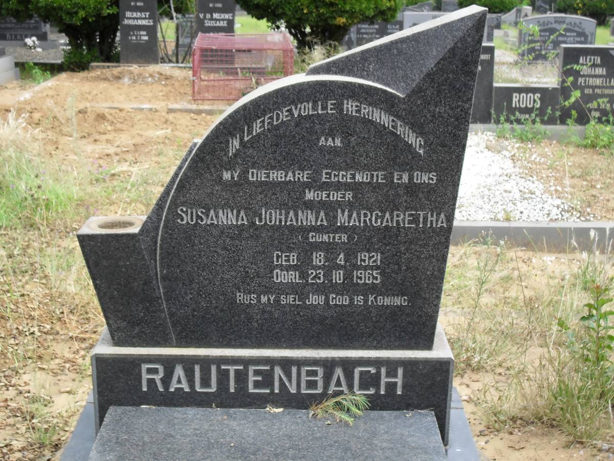 RAUTENBACH Susanna Johanna Margaretha nee GUNTER 1921-1965