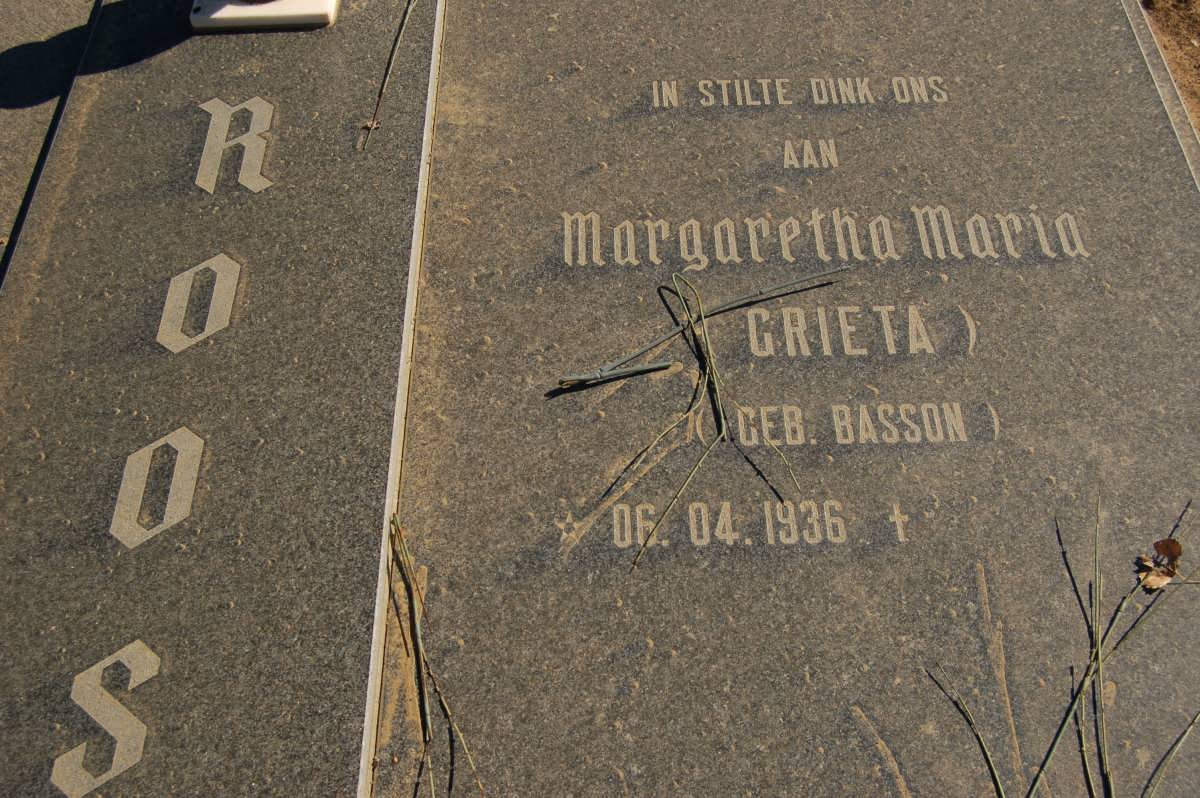 ROOS Reinier 1928-1994 &amp; Margaretha Maria BASSON 1936-