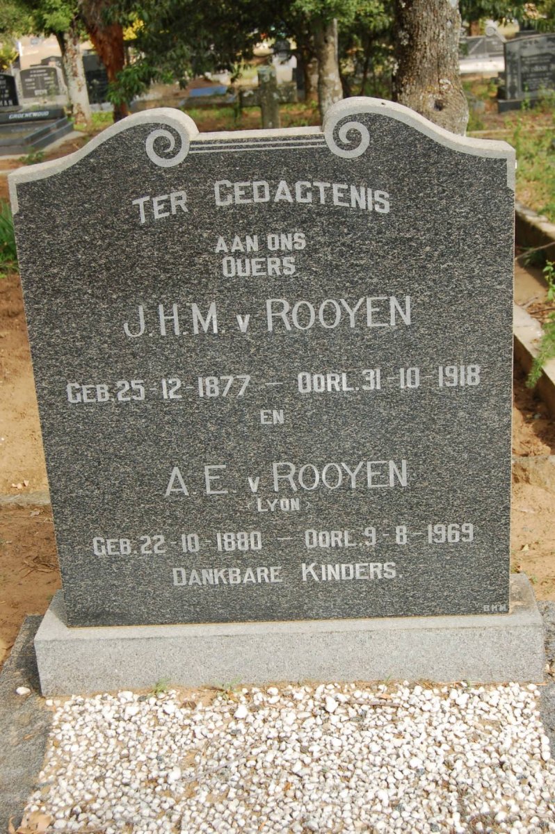 ROOYEN J.H.M., v. 1877-1918 &amp;  A.E. LYON 1880-1969