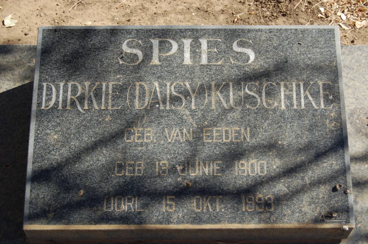 SPIES Dirkie Kuschke nee VAN EEDEN 1900-1993