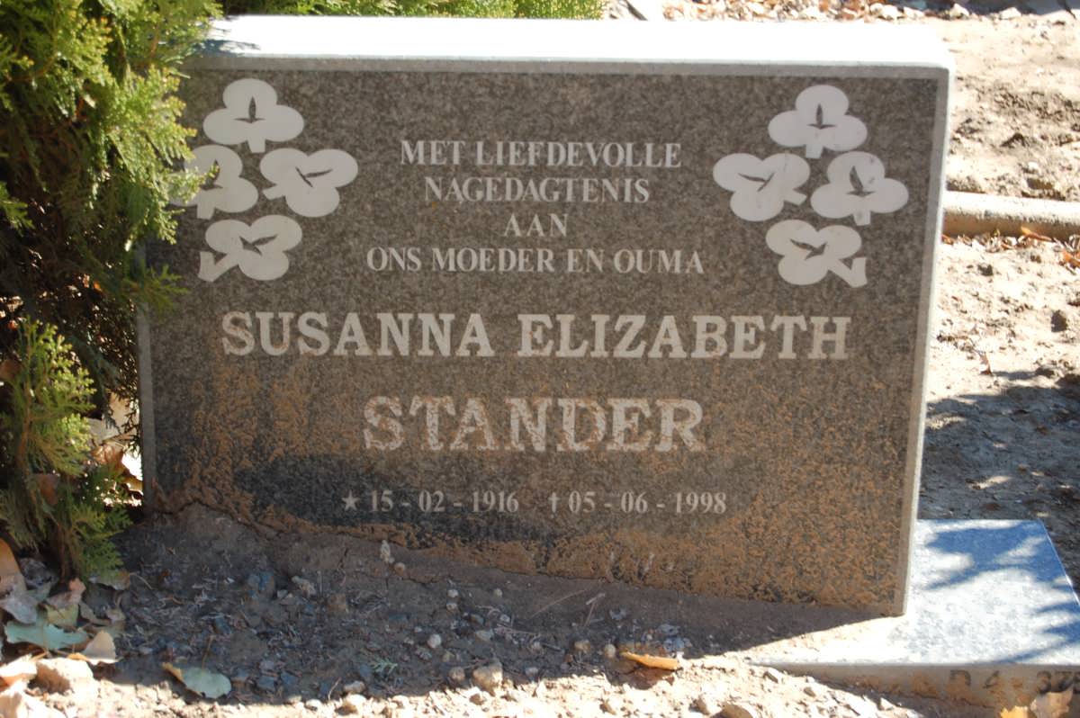 STANDER Susanna Elizabeth 1916-1998