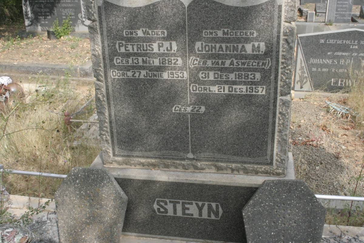 STEYN Petrus P.J. 1882-1953 &amp; Johanna M. VAN ASWEGAN 1883-1957