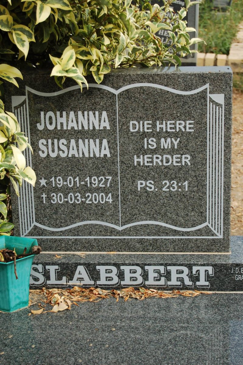 SLABBERT Matthys Wynand 1919-2000 &amp; Johanna Susanna 1927-2004