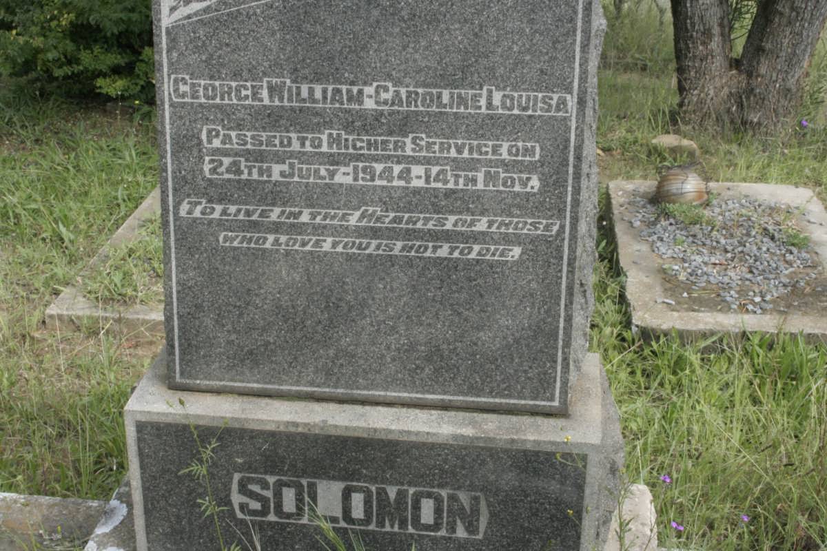 SOLOMON George William -1944 &amp; Caroline Louisa -1944