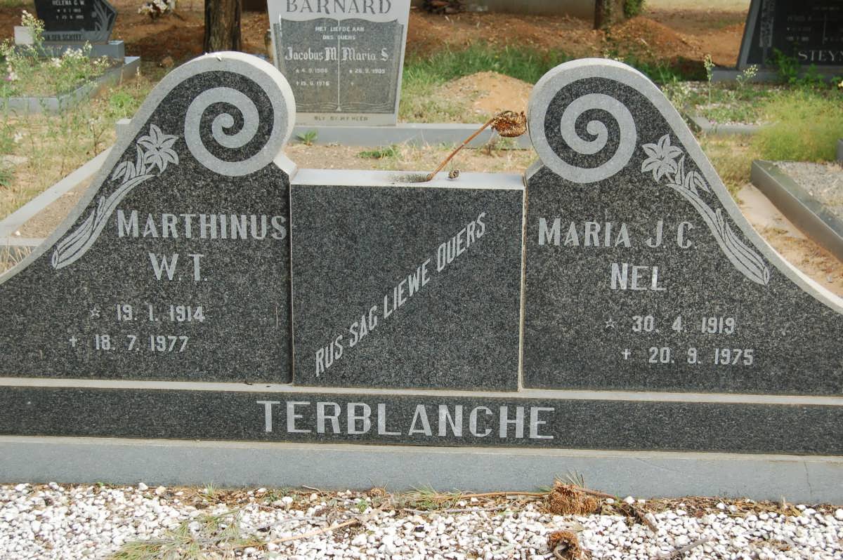 TERBLANCHE Marthinus W.T.1914-1977 &amp; Maria J.C. NEL 1919-1975