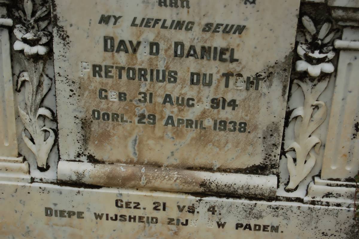 TOIT David Daniel Pretorius, du 1914-1938