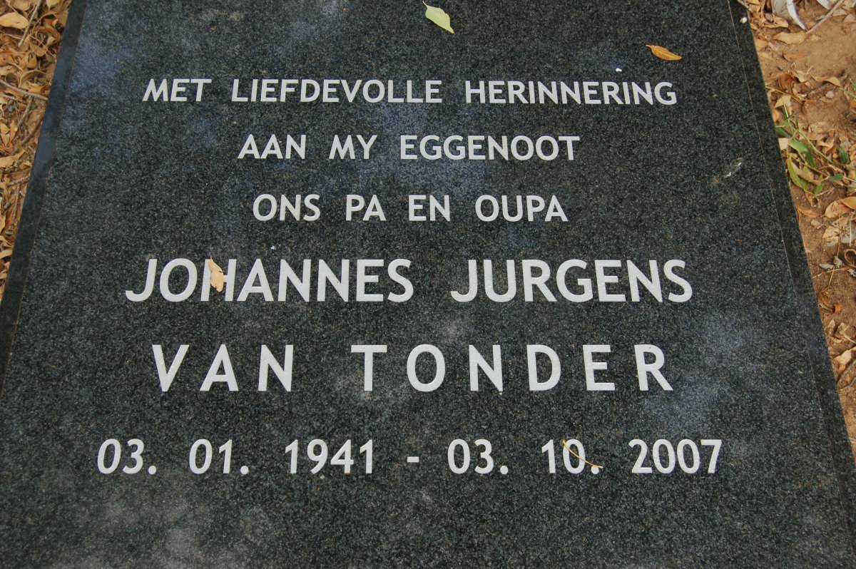TONDER Johannes Jurgens, van 1941-2007