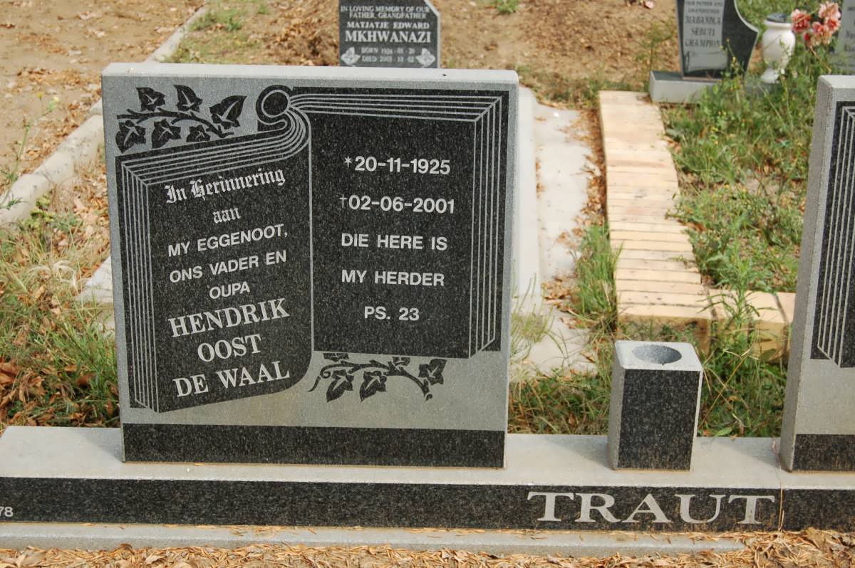 TRAUT Hendrik Oost De Waal 1925-2001 &amp; Heila Aletta GROVE 1930-